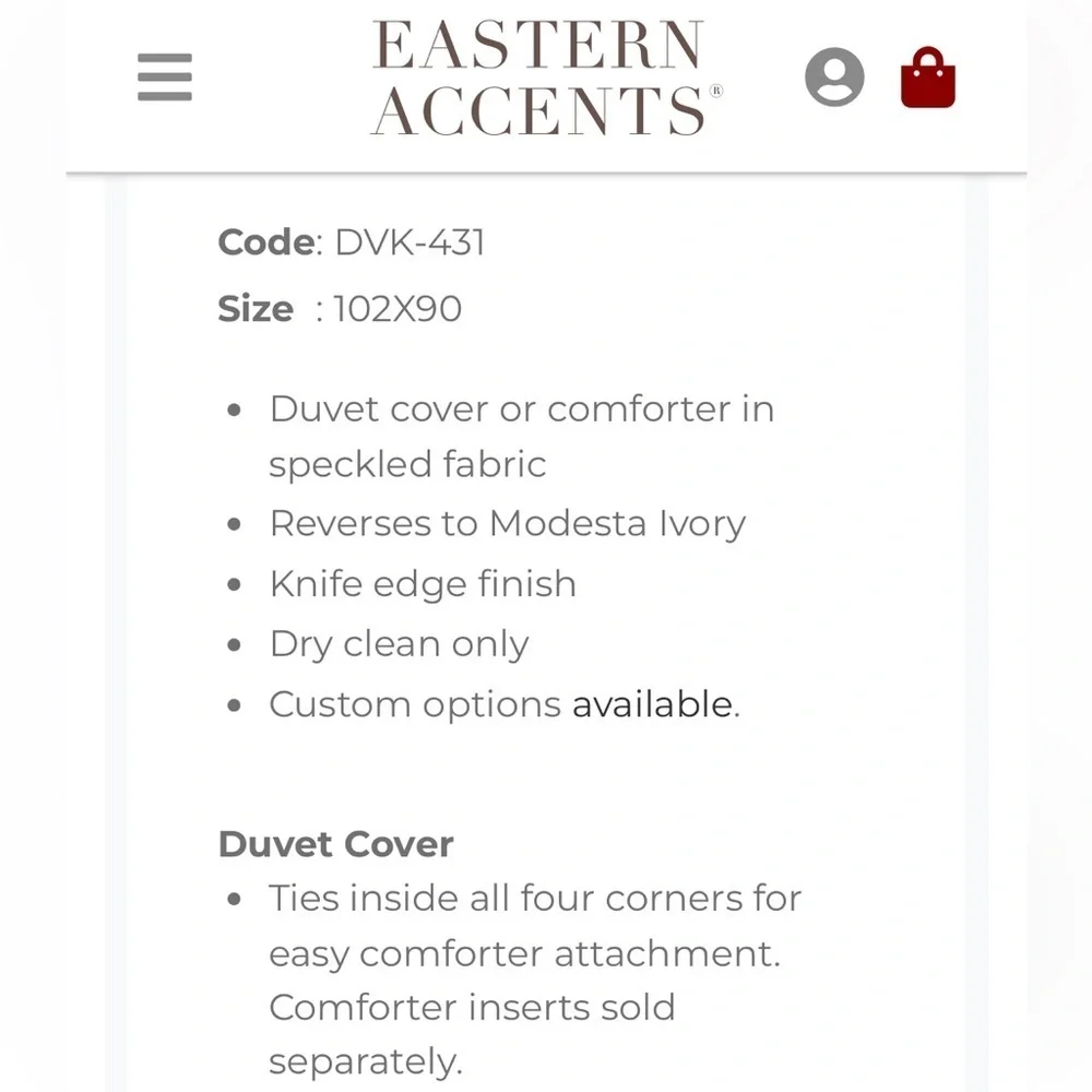 NWT Eastern AccenNICHE Hugo SPECKLED King DUVET COVER DVK-431
